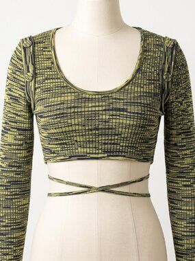 Christopher Esber Ribbed Knit Deconstructed Tie Crop Top Small